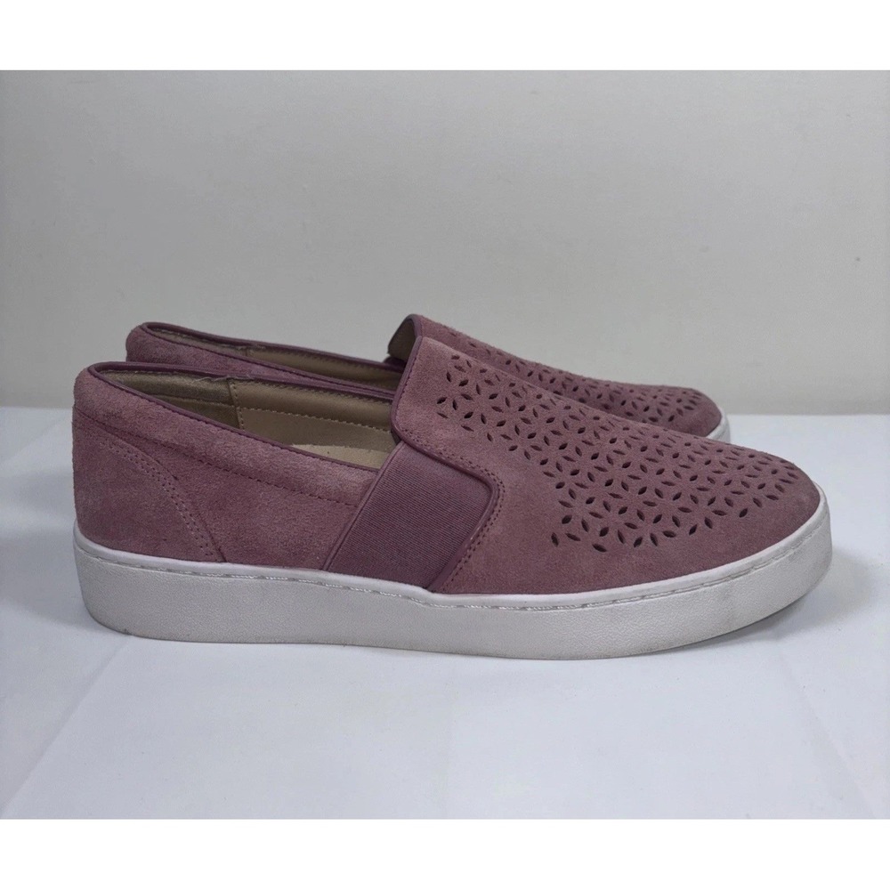 Vionic Kani Womens 7.5 Sneakers French Rose Suede Perforated Slip On Shoe Casual
